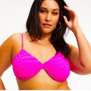 NWT GOOD AMERICAN- Jacquard Bikini Top‎ Sz X-0 HAWAIIAN PINK